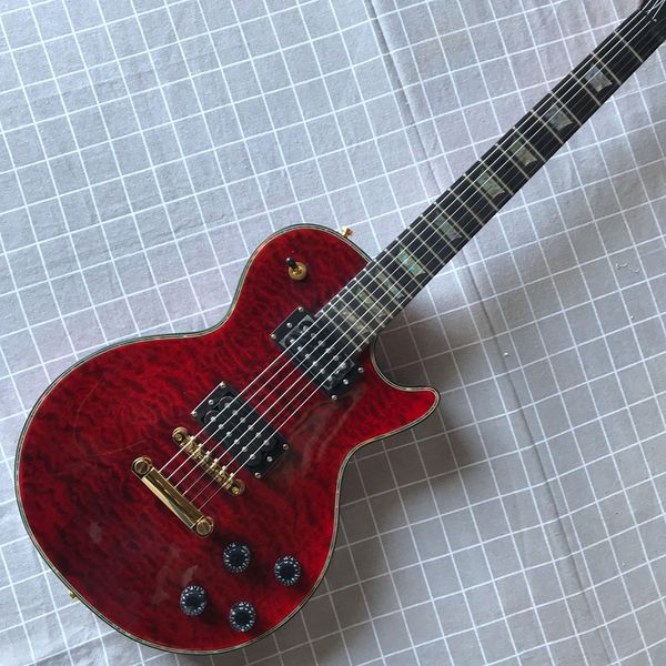 Tienda personalizada, hecha en China, guitarra eléctrica de alta calidad, guitarra roja, herrajes dorados, diapasón de palisandro, envío gratis