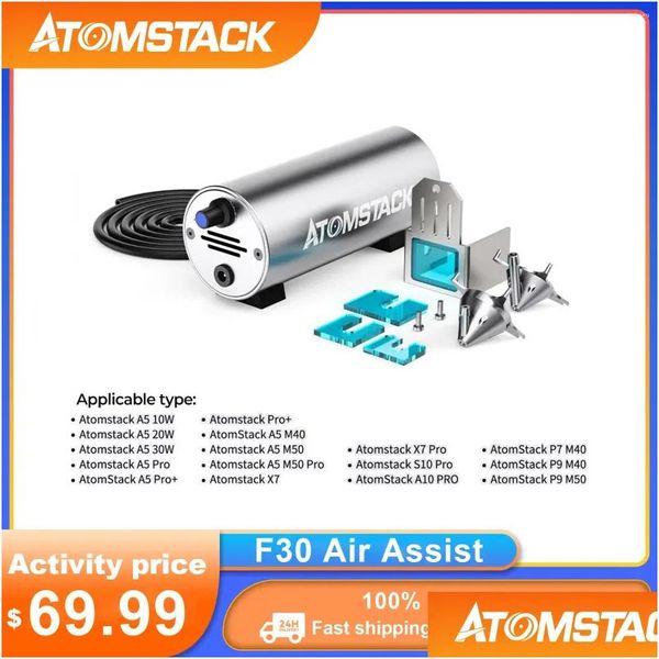 Impressoras Atack F30 Sistema de Ar 10-30L / Min Alto Fluxo de Ar para Gravação de Corte a Laser Hine Acessórios Assistidos por Ar Remover Gota de Fumaça Deli Otkpw