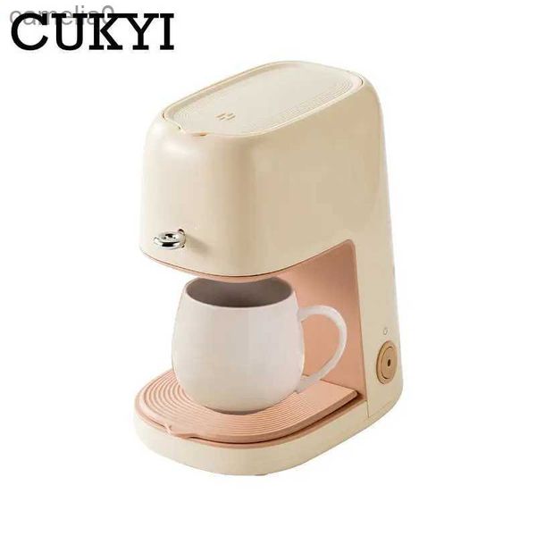 Macchine per il caffè CUKYI Macchina per caffè americano multifunzionale a goccia Mini macchina per caffè con tazza Macchina per tè caldo Caffè Serbatoio da 250 ml Versamento automaticoL231219