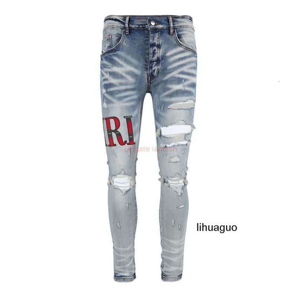 Imiri Denim Marca Skinny Amari Amiiri Designer Roupas Jeans Amirl Calças Es Loja Tendência Amirlies Jeans Homens Angustiados Rasgados Am Motocycle Amis Biker Rock Hip H 1QKV