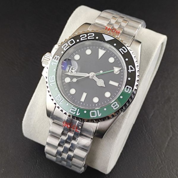 Andere Uhren Kundenspezifische Luxus-Herren-Mechanische Armbanduhr Edelstahl Linkshänder NH34 GMT-Uhr Top-Marke Saphirglas 231219