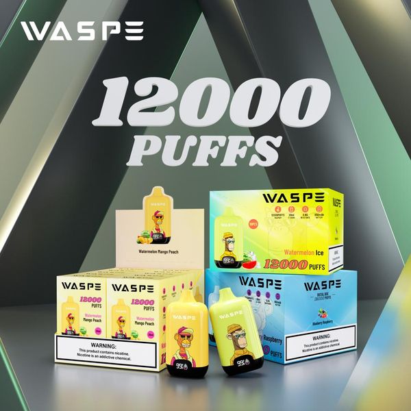 2023 Sıcak Satış Orijinal Waspe Dijital Kutu Puf 12000 Tek Kullanımlık Vape Pod Cihaz Puf 12k/10K Şarj Edilebilir E Sigara