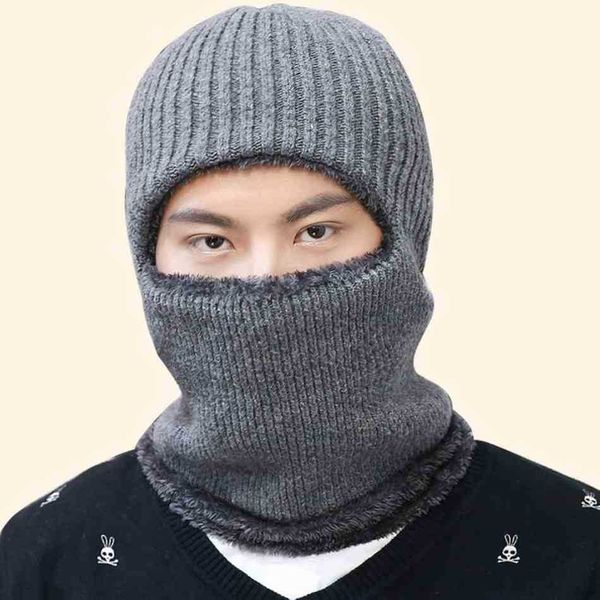 Masque à trois trous pour couvre-chef chaud, chapeau noir à la mode, Protection de la tête de sport pour hommes, bouche et yeux exposés F33MV0QB