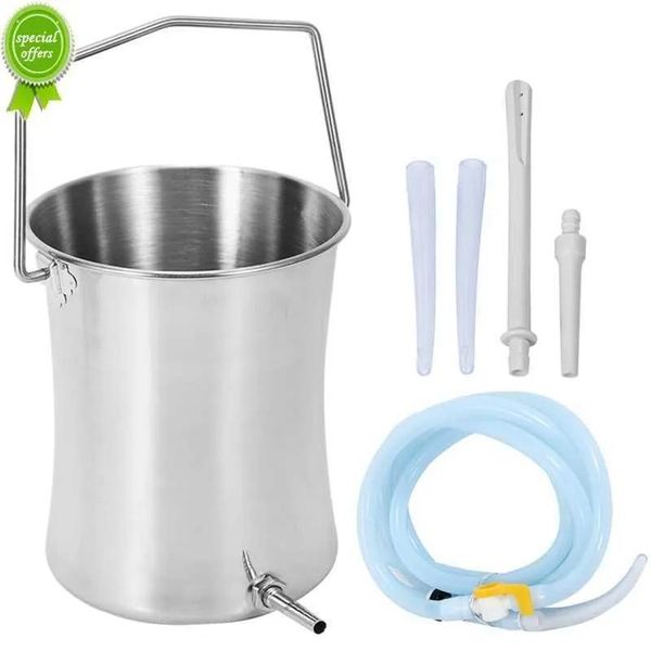 Ferramentas New 2L Health Health Aço inoxidável Enema Bucket Adequado para Limpeza de Limpeza de Constipação Reutilizável do Cólon