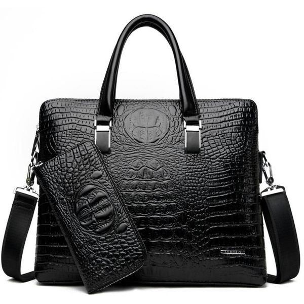 Briefzüge Herrenmarke Krokodilmuster Designer Alligator PU Leder Handtasche Business Office Laptop Tasche Männliche Vintage -Tasche 202369