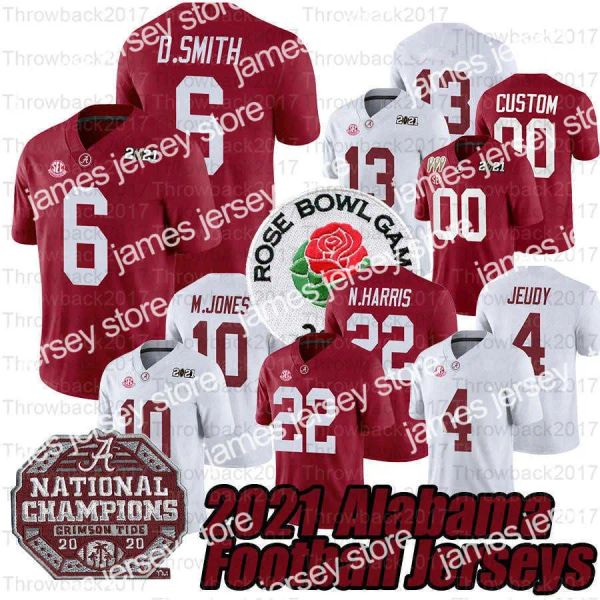 Özel Futbol Formaları Özel 2021 Alabama Crimson Tide College Futbol Kırmızı Beyaz Erkek Gençlik Herhangi Bir İsim Jersey Boyut S-XXXL 10 MAC JONES 4 BR