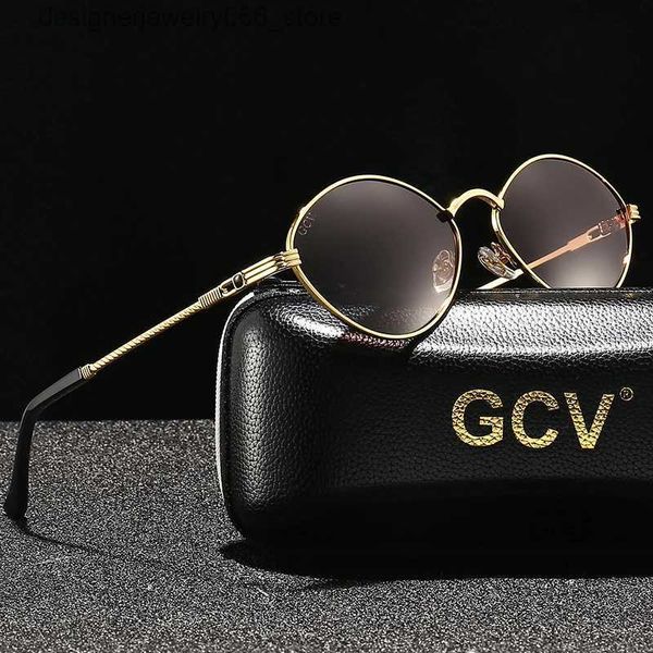 Sonnenbrillen Moderahmen GCV Marke Cat Eye Olivenförmige Titanlegierung Männer Wome Polarisierte UV400 Nachtsichtbrille Vintage Retro Punk Unisex Q231219
