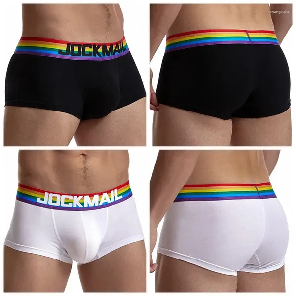 Unterhosen JOCKMAIL Sexy Herrenunterwäsche Regenbogen Gummiband Boxershorts LGBT Club Männliche Gay Shorts Niedrige Taille Baumwolle Badehose