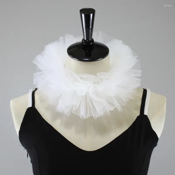 Papillon da donna rinascimentale in tulle soffice con volant staccabile colletto finto vintage a strati maglia piccolo collo volant decorativo pagliaccio cosplay prop