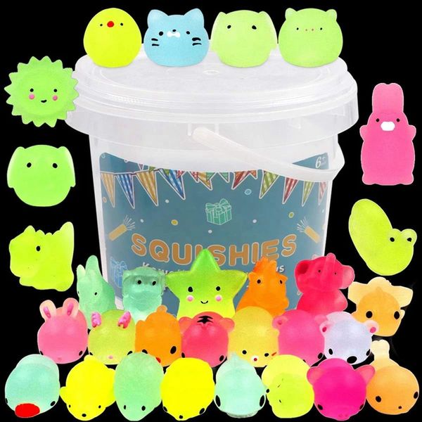 Giocattolo di Natale 12 36PCS per bambini Kawaii Animali Squishies Mochi Squishy Toys Glow in The Dark Bomboniere Antistress 231218