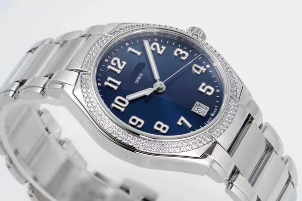 36mm mais novo fino de alta qualidade masculino feminino relógio de pulso pulseira à prova dwaterproof água safira cristal festa movimento automático 7300 vestido clássico relógios negócios