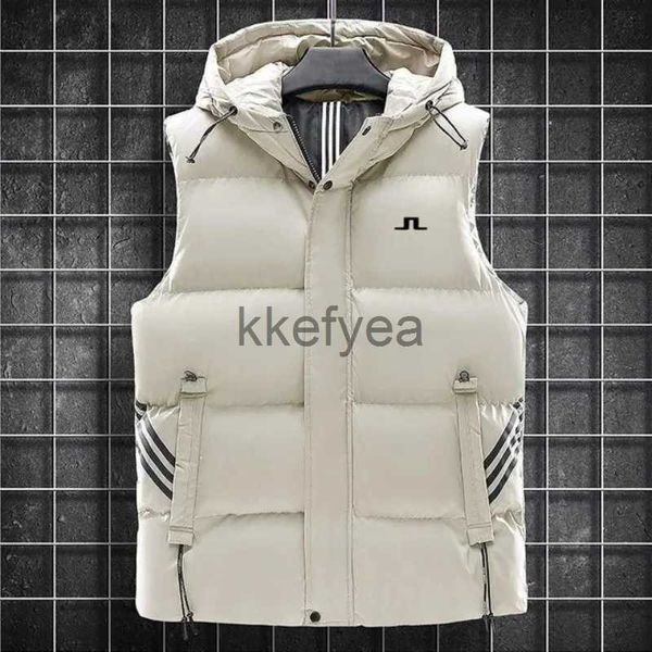 Herren Down Parkas 2024 Neue Golfjacken Weste für Männer Down Wattestäte Windschutz warm Golf tragen Kapuze -Weste Herren neuer Mode lose Jackenmäntel J231219