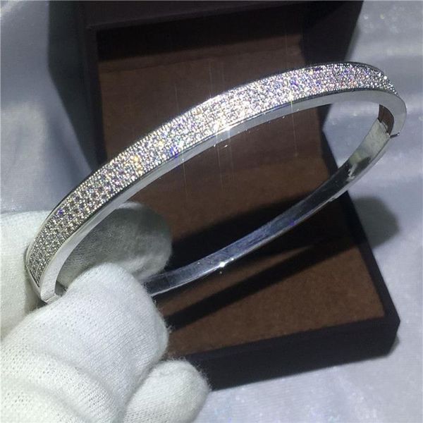 Infinito pulseira de noiva pavimentar configuração 5a zircon cz ouro branco preenchido noivado pulseira para mulheres acessórios de casamento jóias248h