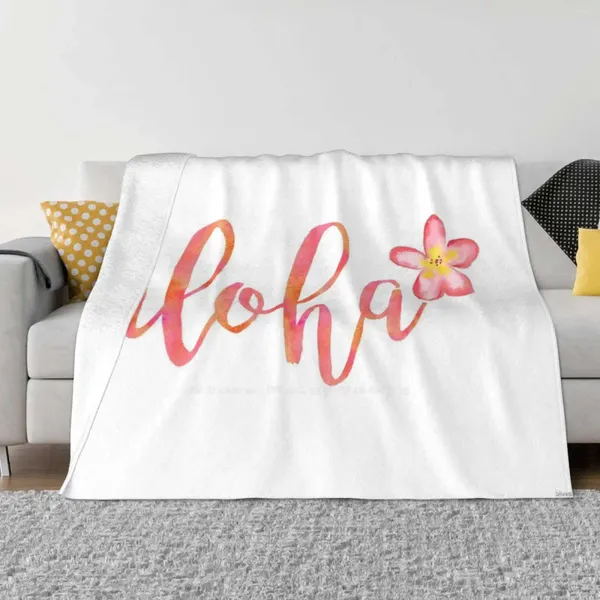 Cobertores Aloha Hawaii Plumeria Aquarela Floral Todos os Tamanhos Capa Mole Cobertor Home Decor Cama Citação Olá Hawaiin