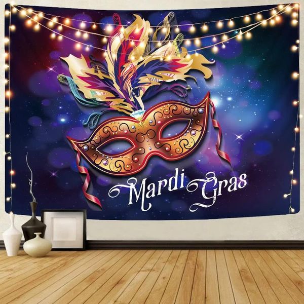 Wandteppiche Mardi Gras Tapisserie Wandbehang Maske Hintergrund Dekor Karneval Dekoration für Schlafzimmer Wohnzimmer Party