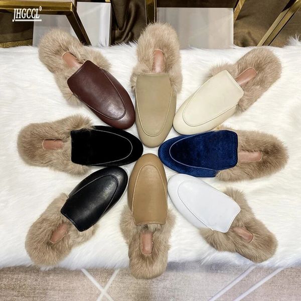 Slippers chinelos designer de moda Lady's Casat's Casat Baotou Muller Rabbit Helfle Slipper Casual Shoes T15 231219 34295