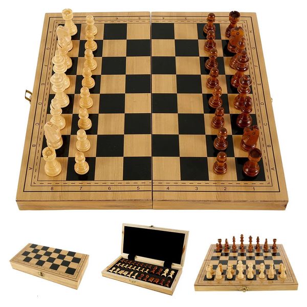 Jogos de xadrez Peças de xadrez de madeira completa Chessmen International Word Chess Set Tabuleiro de jogo Adulto Crianças Presente Acessórios de entretenimento familiar 231218