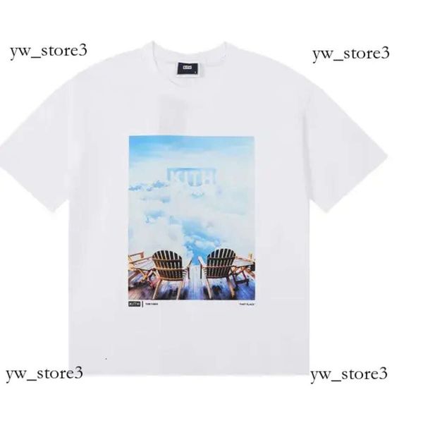 Kith-T-Shirt der Marke High Street Tide für Herren mit Street View-Aufdruck, kurzärmlig, mit Omarokkanischer Fliese, für Männer und Kith-Frauen, T-Shirt aus Baumwolle, 7232