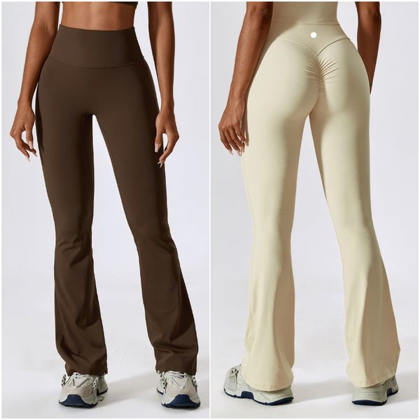 LU LU LEMONS Pantaloni Yoga Completi da donna Pantaloni svasati Elastici per ragazze Vita alta Esercizio Sport Palestra Fit Bey Be bottoms Pantaloni lunghi slim Fast Dry