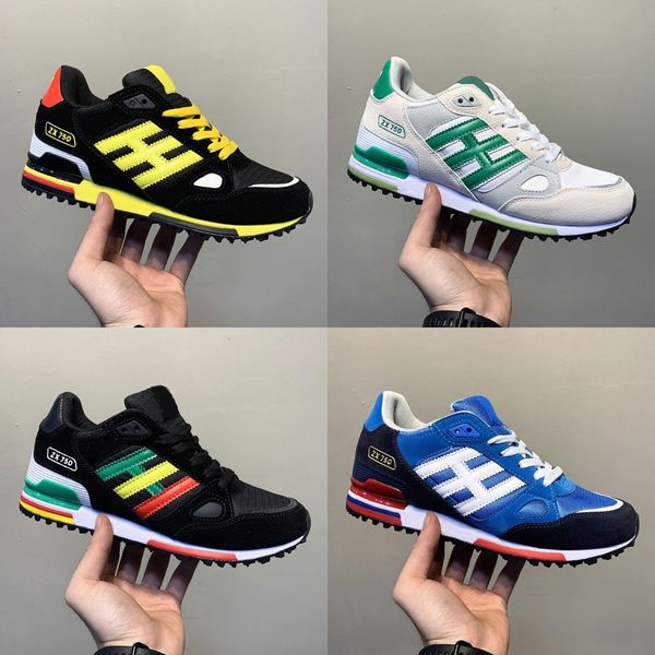 Originali Zx750 Scarpe da corsa Moda Pelle scamosciata Patchwork Alta qualità Nero Rosso Verde Atletico Scarpe da ginnastica traspiranti Atletico All'ingrosso zx 750s