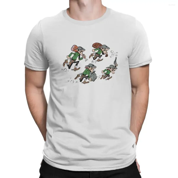 Homens camisetas Lucky Luke Cartoon Team Camisa Poliéster Punk Homens Tees Roupas de Verão Harajuku O-pescoço TShirt