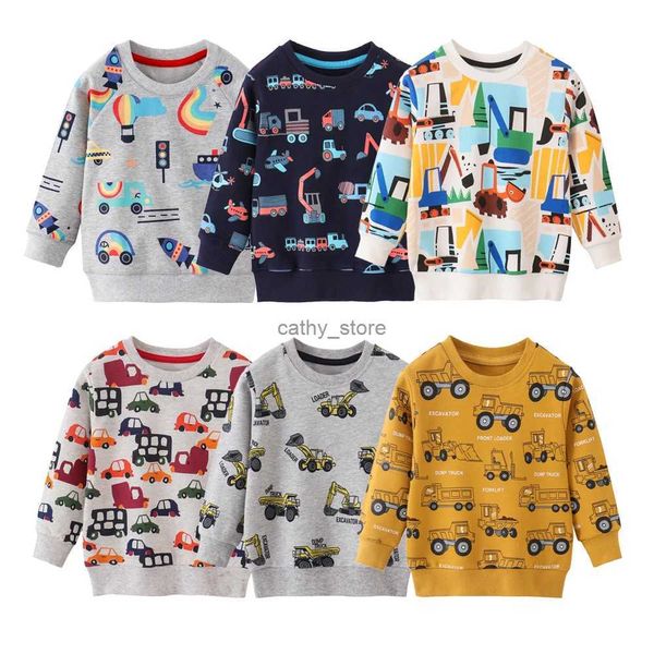 Pullover Kinder Jungen Casual Grafikmuster Rundhals Langarm Sweatshirt Kinderkleidung Jungenpullover Cartoon Engineering Vehicle PatternL231215