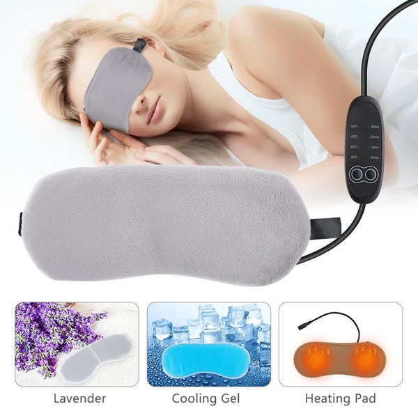 Massageador de olhos USB Máscara de olho aquecida para dormir Lavanda elétrica Steam Compress Eye Patches Cold Compress Spa Blindfold Anti-Dark Circles 231218