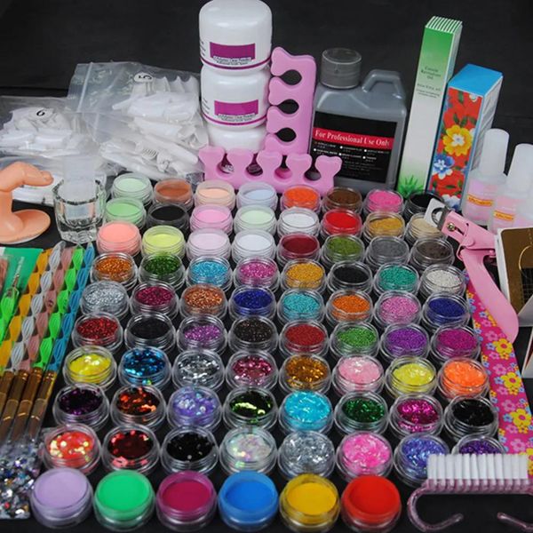 Kits Acryl Maniküre Set 78pcs Acrylpulver Glitzer für Nagelkunst -Kit Kristall -Strass -Pinsel -Dekorationswerkzeug für Maniküre