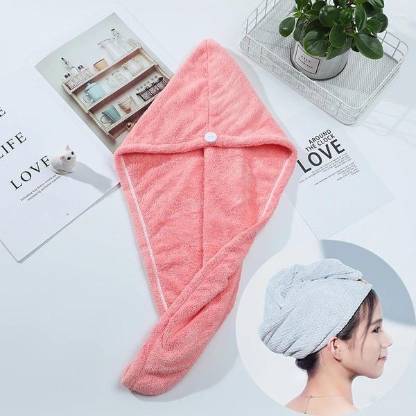 Toalha de banho turbante para secagem de cabelo microfibra super absorvente rápido banheiro roupão feminino