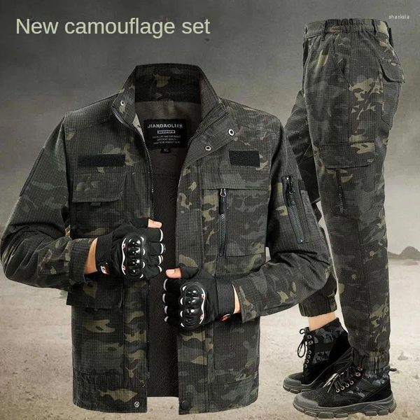 Heren trainingspakken lente en herfst dun gaas waterdicht camouflagepak buitensport casual werkkleding mode grote zak