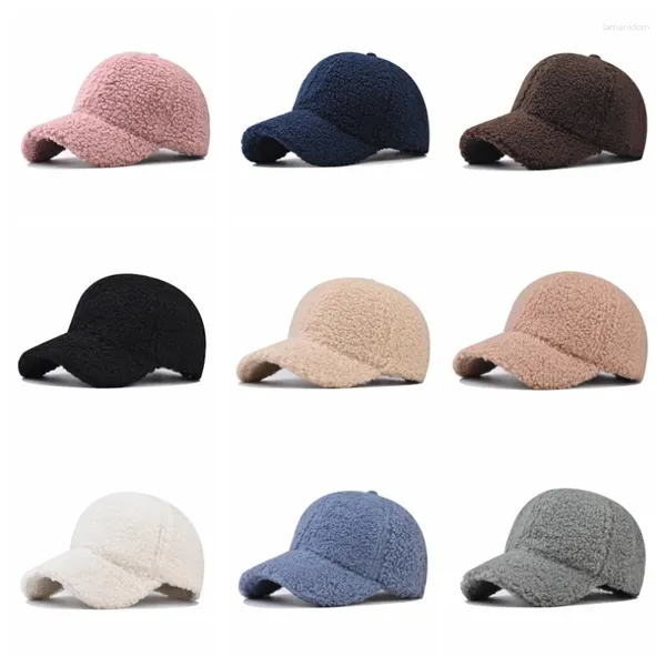 Bola bonés 2023 inverno outono 15 cores sólidas beisebol grosso lambswool chapéu mulheres homens feminino ao ar livre à prova de frio snapback boné gorras