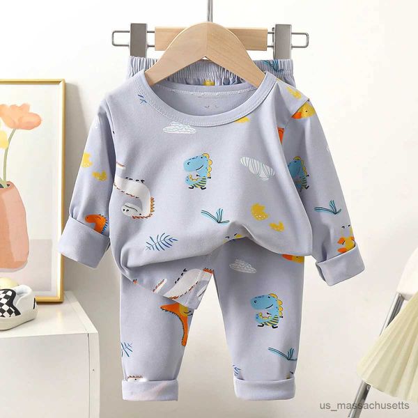 Pijamas do bebê crianças pijamas conjuntos de algodão meninos pijamas terno inverno meninas pijamas dos desenhos animados gato pijamas camiseta + calças 2pcs roupas infantis