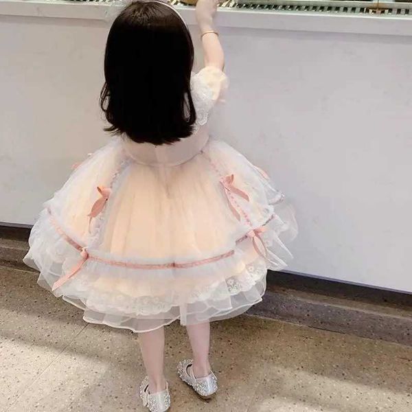 Abiti da ragazza Abbigliamento per bambini Nuove ragazze Estate Manica corta Abito con fiocco Bambini Abiti da principessa Lolita Abito da ballo gonfio in rete per bambini