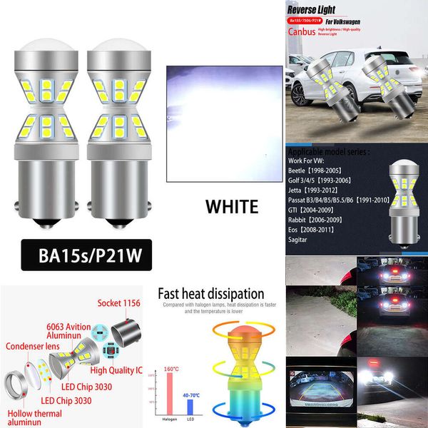 Новые декоративные фонари 2 шт. Canbus светодиодные фонари заднего хода P21W 7506 BA15S для Volkswagen VW Beetle Golf 3 4 5 MK3 Jetta GTI Rabbit Eos Passat B3 B4 B5.5 B6