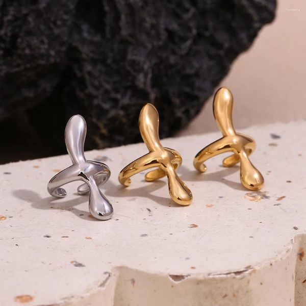 Brincos traseiros cruz clipe de orelha legal minimalista manchar livre 18k banhado a ouro piercing falso cor prata 316l jóias de aço inoxidável