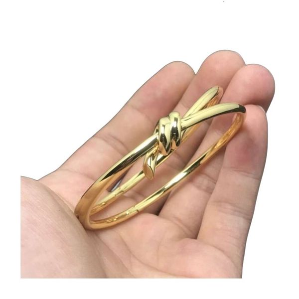 Tiffan Bilezik Tasarımcı Kadınlar Orijinal Kalite Cazibe Bilezikleri Düğüm Altın Bilezik Moda Kelebek Knot Bilezik