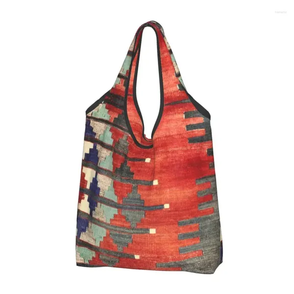 Einkaufstaschen, bedruckt, Vintage-Stil, türkischer Kelim, Navaho-Webart, Azteken-Textil-Tragetasche, tragbarer Shopper, Boho-ethnische persische Stammes-Handtasche
