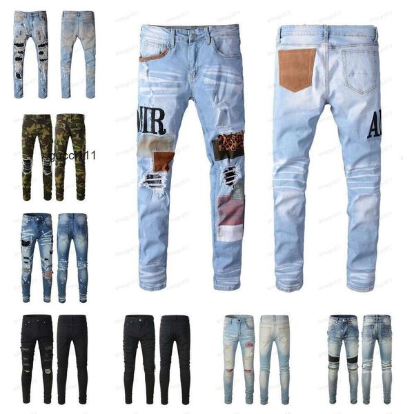 Army amari s amirl Denim amirlies am Slim amis For imiri amiiri Байкерские мужские прямые женские дизайнерские мужские джинсы с принтом рваные модные мужские узкие брюки 3WVU