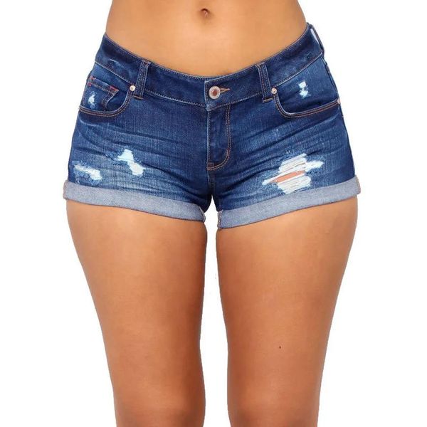 Jeans Sommer Neue 2019 Frauen Slim Hole Ladies Girls Reißverschluss Tasche Mini Shorts Blue Denim Hole Jeans High Taille Mini Shorts Hosen 5.22