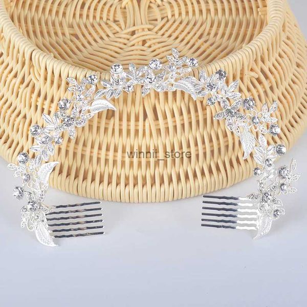 Tiaras Delicat Nupcial Cabelo Jóias Folha Flor Forma Cristal Acessórios De Cabelo De Casamento Com Pente Headpieces Porm Moda HeadwearL231120