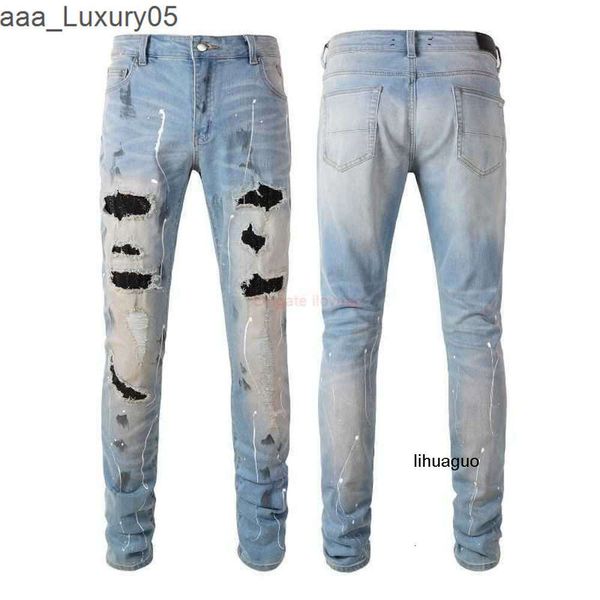 Jeans altos amari 6523 amirl Calças amirlies Blue am Cat amis Denim imiri es amiiri Street AM Jeans Designer Roupas quebradas es Beard Hot Diond Graffiti Jeans Slim F 5LYS