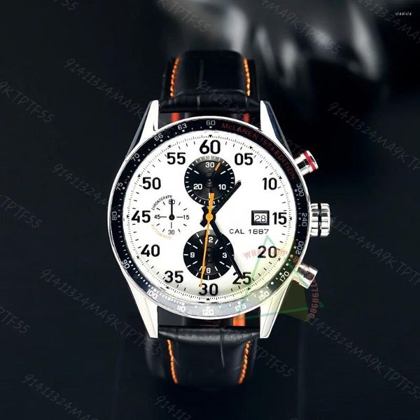 Relógios de pulso 2023 Top Marca Masculino 43mm Calibre 1887 Relógios Automáticos Aço Inoxidável Lazer Esportes Branco Dial Luxo