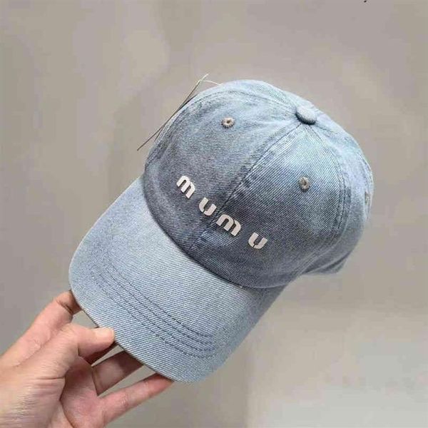 Miu Denim Beyzbol Kapağı Kadın Hip Hop Şapka Kapakları Bayanlar İçin Erkekler Açık Yaz Visor Sonbahar Sırık Snapback Sun Hat Gorras241z