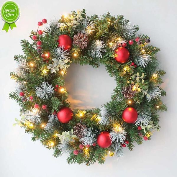 Forniture Nuove Ghirlanda di Natale a LED a LED Artificiale Pinecone Red Berry Ghirlanda sospeso Ornamenti anteriori Decorazioni della parete della porta di Natale ghirlanda dell'albero di Natale