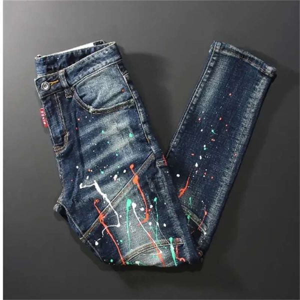 2023 Tasarımcı Erkek Amires kot hip-hop moda fermuar deliği yıkama jean pantolon retro yırtılmış kat dikiş erkekler için kot pantolon denim 841