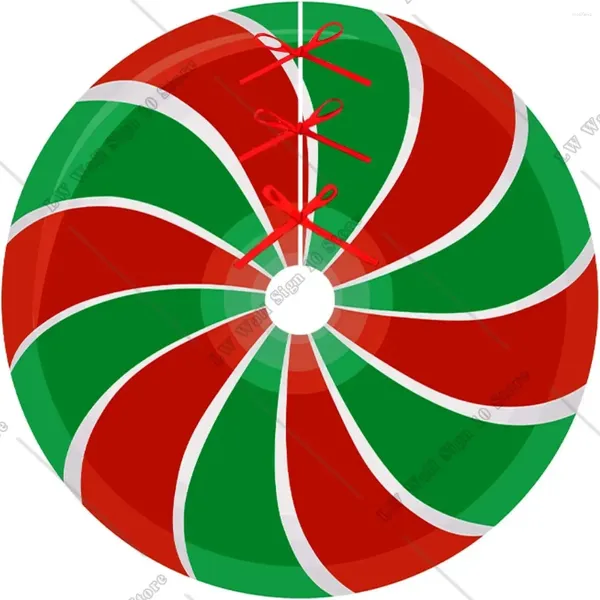 Noel Süslemeleri Ağaç etek Merry Kırmızı Beyaz ve Yeşil Nane Şekeri Çift Swirl Mat Tatil Partisi Süsleme