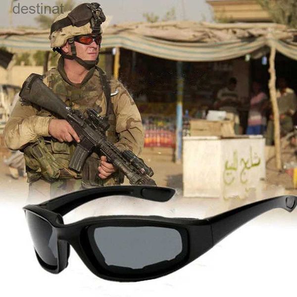 Óculos de sol militar da motocicleta óculos exército polarizado óculos de sol para caça tiro airsoft eyewearmen proteção para os olhos à prova de vento motol231219