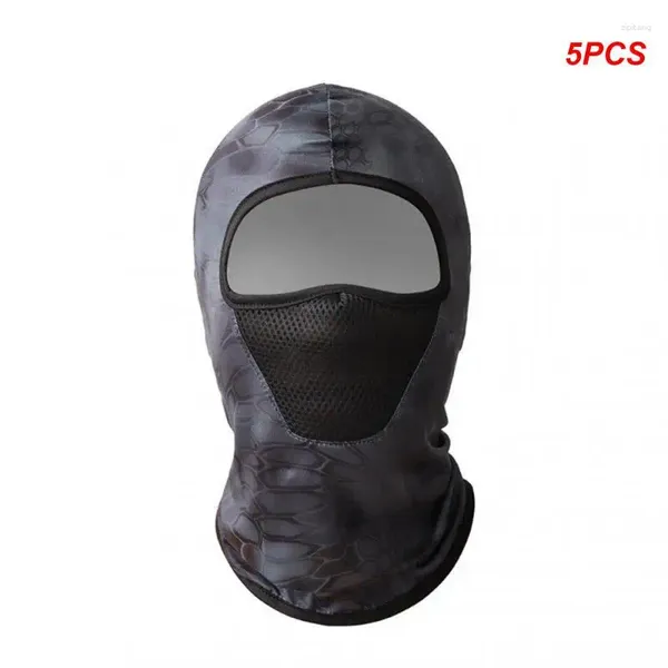 Bandanas 5 pçs homens ciclismo de secagem rápida chapelaria tático camuflagem balaclava malha máscara facial deserto python padrão lazer baotou