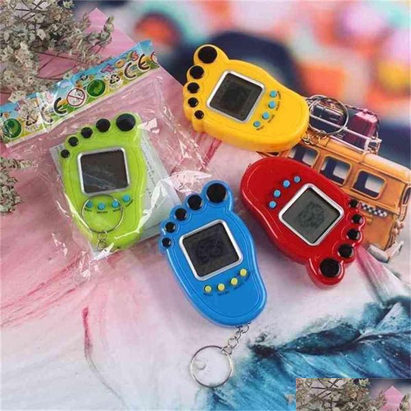 Badespielzeug Fußform Elektronische Haustiere Tamagotchi Schlüsselanhänger Vintage Digital Pocket Mini Retro Spiel Hine Schlüsselanhänger Nostalgisches virtuelles Spielzeug FO OT79B