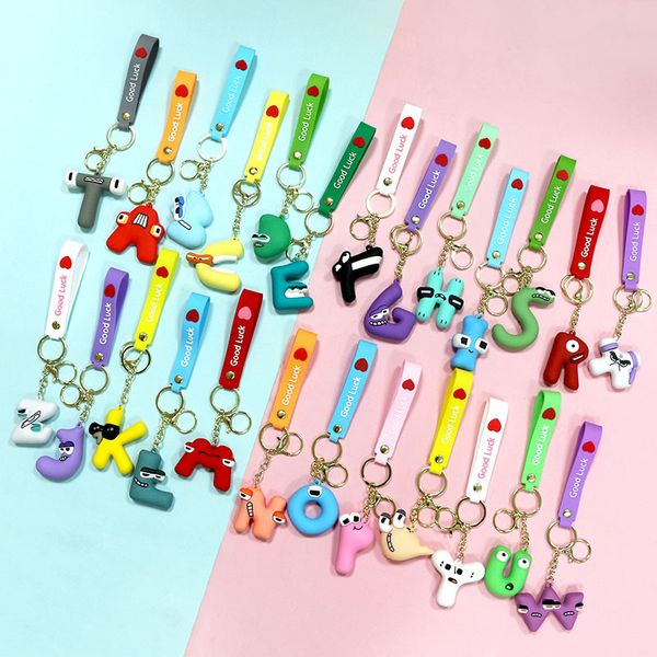 Silicone PVC Creativo all'ingrosso Silicone carino bella ragazza La lettera Abc Keychain Auto Borsa Teimiccia Pendente Regalo